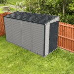 Lean-To Vinyl Shed 4x10ft with Foundation Kit - Grey - Image 4