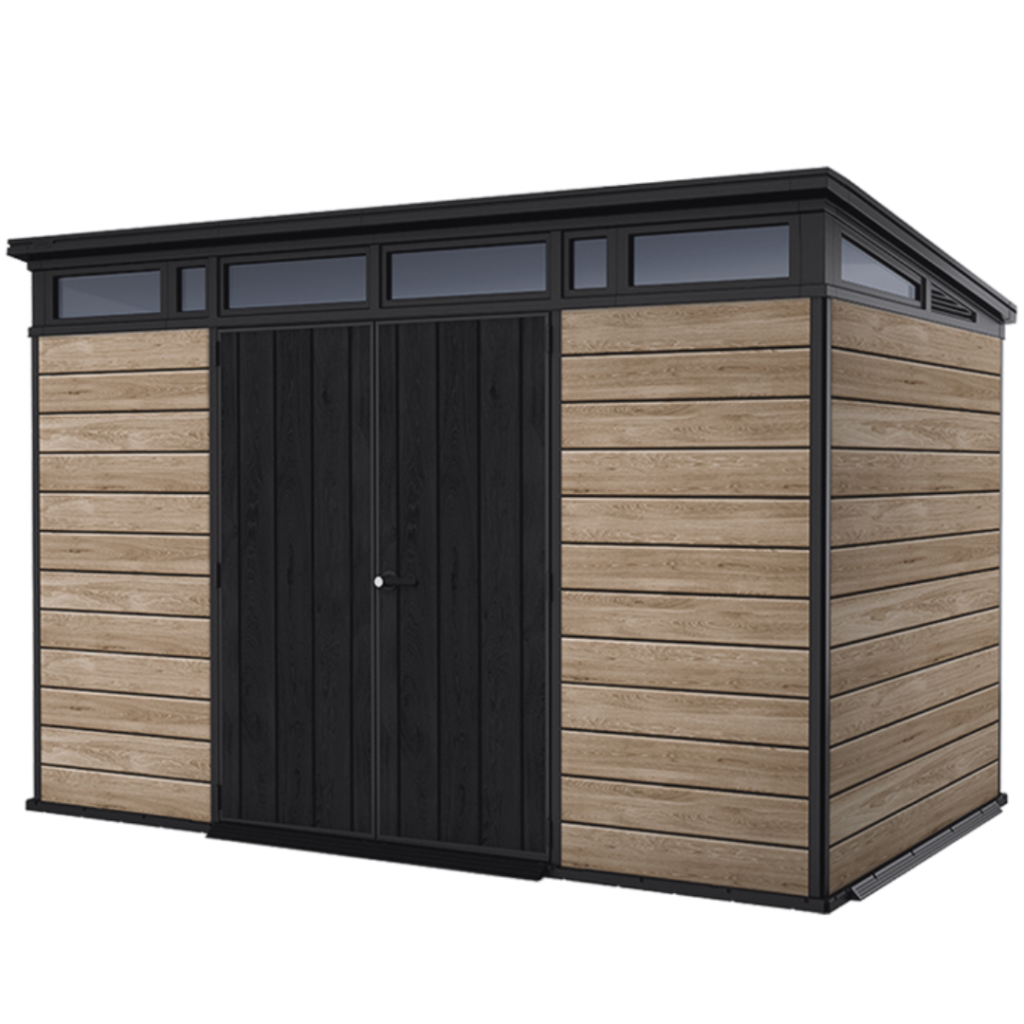 Wood-Effect Resin Garden Shed 11x7ft (3.4m x 2.1m) - Ashwood