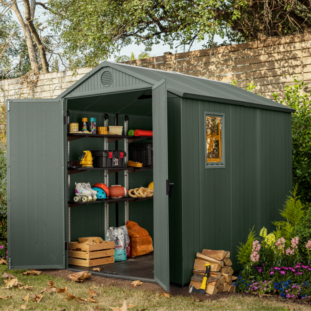 Darwin 6x8ft (1.9m x 2.4m) Garden Shed - Green - Image 2