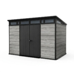 Heavy-Duty Plastic Pent Shed 11x7ft - Grey