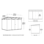 Heavy-Duty Plastic Pent Shed 11x7ft - Grey