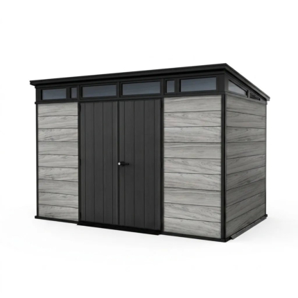 Heavy-Duty Plastic Pent Shed 11x7ft - Grey