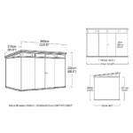 Heavy-Duty Plastic Pent Shed 11x7ft - Grey