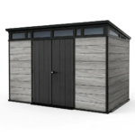 Heavy-Duty Plastic Pent Shed 11x7ft - Grey