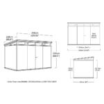 Heavy-Duty Plastic Pent Shed 11x7ft - Dark Grey