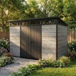Heavy-Duty Plastic Pent Shed 11x7ft - Dark Grey