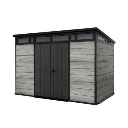 Heavy-Duty Plastic Pent Shed 11x7ft - Dark Grey