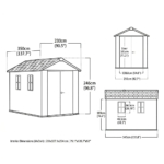 Side-Entry Plastic Shed 11x7.5ft - Wood-Effect Graphite