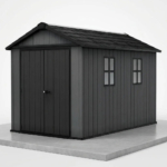 Side-Entry Plastic Shed 11x7.5ft - Wood-Effect Graphite