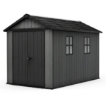 Side-Entry Plastic Shed 11x7.5ft - Wood-Effect Graphite