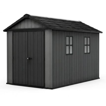 Side-Entry Plastic Shed 11x7.5ft - Wood-Effect Graphite