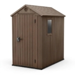 Heavy-Duty Plastic Garden Shed 4x6ft - Brown