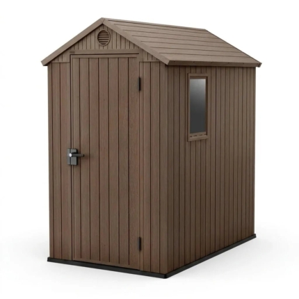 Heavy-Duty Plastic Garden Shed 4x6ft - Brown