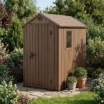 Heavy-Duty Plastic Garden Shed 4x6ft - Brown