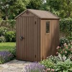 Heavy-Duty Plastic Garden Shed 4x6ft - Brown