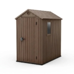 Heavy-Duty Plastic Garden Shed 4x6ft - Brown