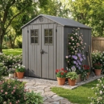 Heavy-Duty Plastic Garden Shed 4x6ft - Grey