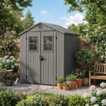 Heavy-Duty Plastic Garden Shed 4x6ft - Grey