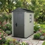Heavy-Duty Plastic Garden Shed 4x6ft - Beige
