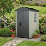 Heavy-Duty Plastic Garden Shed 4x6ft - Beige