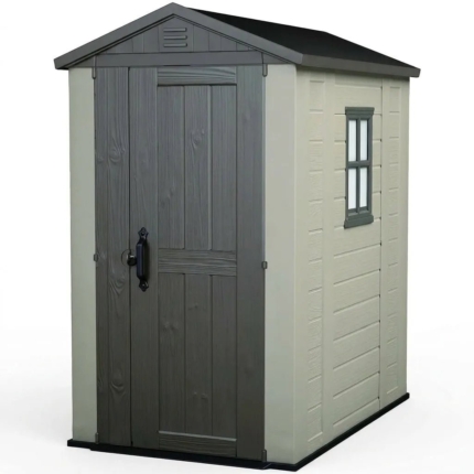 Heavy-Duty Plastic Garden Shed 4x6ft - Beige