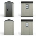 Heavy-Duty Plastic Garden Shed 4x6ft - Beige