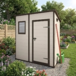 Plastic Pent Garden Storage Shed 6x4ft - Beige