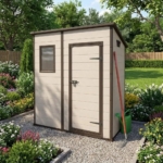 Plastic Pent Garden Storage Shed 6x4ft - Beige