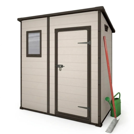 Plastic Pent Garden Storage Shed 6x4ft - Beige