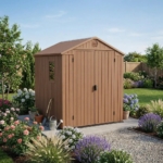 Heavy-Duty Plastic Garden Shed 6x6ft - Brown