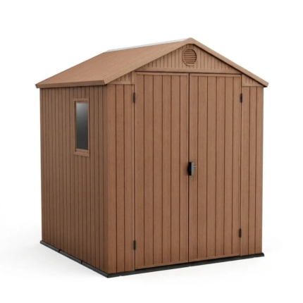 Heavy-Duty Plastic Garden Shed 6x6ft - Brown