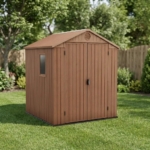 Heavy-Duty Plastic Garden Shed 6x6ft - Brown