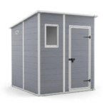 Plastic Pent Garden Storage Shed 6x6ft - Grey
