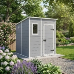Plastic Pent Garden Storage Shed 6x6ft - Grey