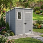 Plastic Pent Garden Storage Shed 6x6ft - Grey