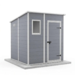 Plastic Pent Garden Storage Shed 6x6ft - Grey