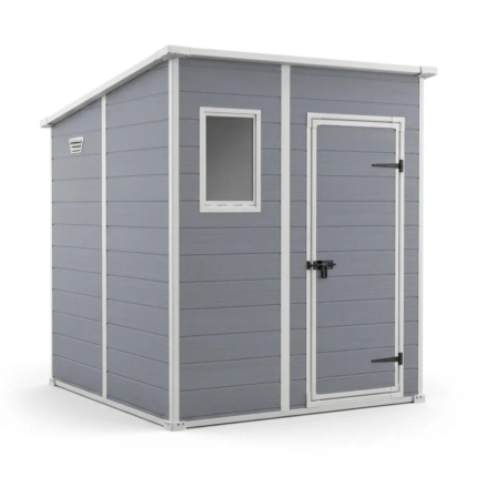 Plastic Pent Garden Storage Shed 6x6ft - Grey