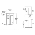 Plastic Pent Garden Storage Shed 6x6ft - Grey
