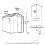 Heavy-Duty Plastic Garden Shed 6x8ft - Brown