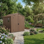 Heavy-Duty Plastic Garden Shed 6x8ft - Brown