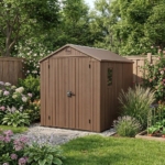 Heavy-Duty Plastic Garden Shed 6x8ft - Brown