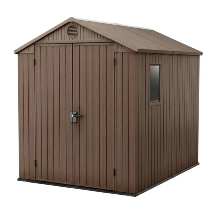 Heavy-Duty Plastic Garden Shed 6x8ft - Brown