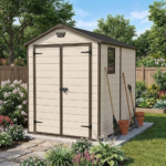 Plastic Garden Storage Shed 6x8ft - Beige