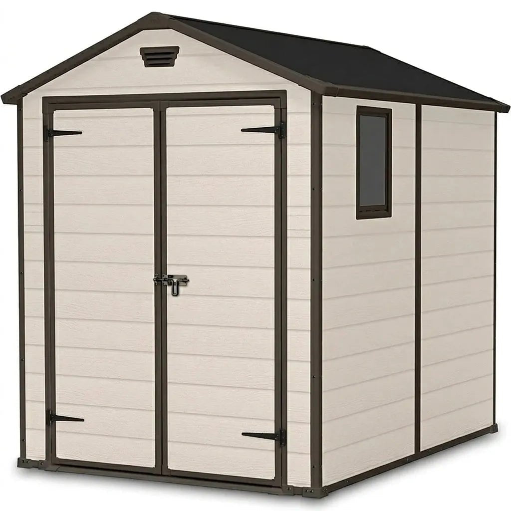 Keter-6x8-Manor-Plastic-Garden-Storage-Shed-Beige Plastic Garden Storage Shed 6x8ft - Beige