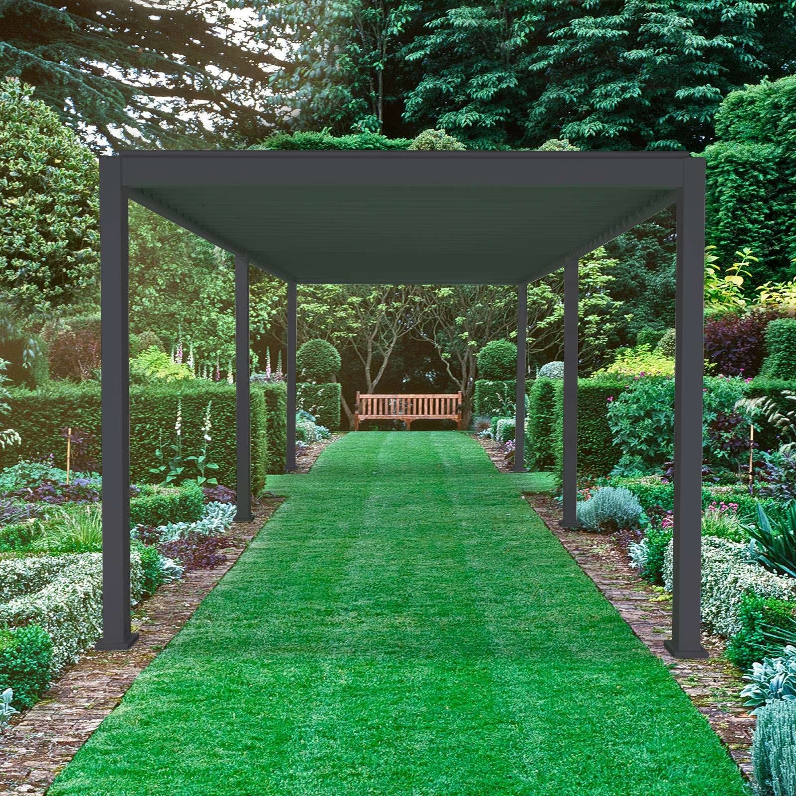 6m x 3m Rectangular Aluminium Louvered Pergola – Grey - Image 3