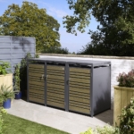 Contemporary Metal Triple Bin Store - Oak - Image 2
