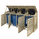 Timber Quadruple Wheelie Bin Store - Image 3