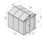 Polycarbonate Skylight Garden Shed 6x8ft - Anthracite
