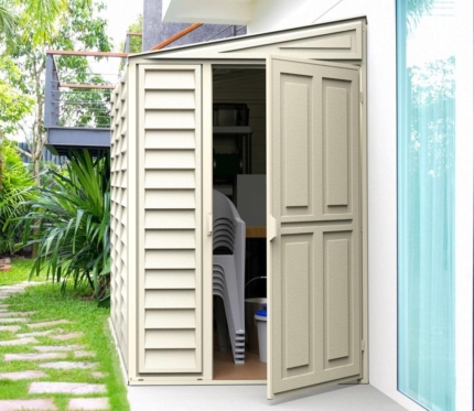 Lean-To Plastic Shed 4x8ft - Ivory