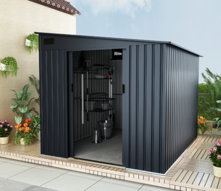 Lean-To Metal Garden Shed 7x9ft - Grey